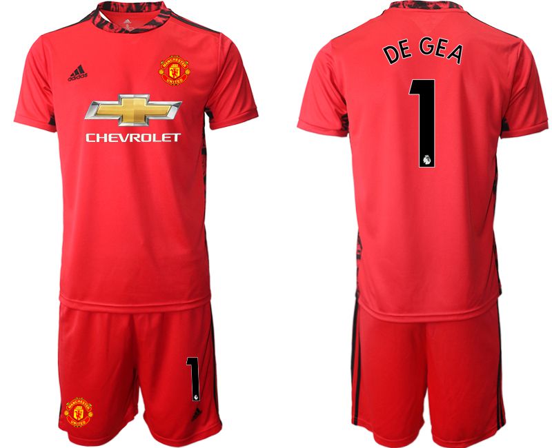 Men 2020-2021 club Manchester United red goalkeeper #1 Soccer Jerseys